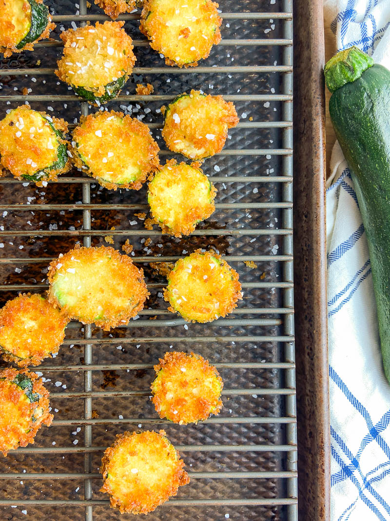 Fried zucchini on a wire rack