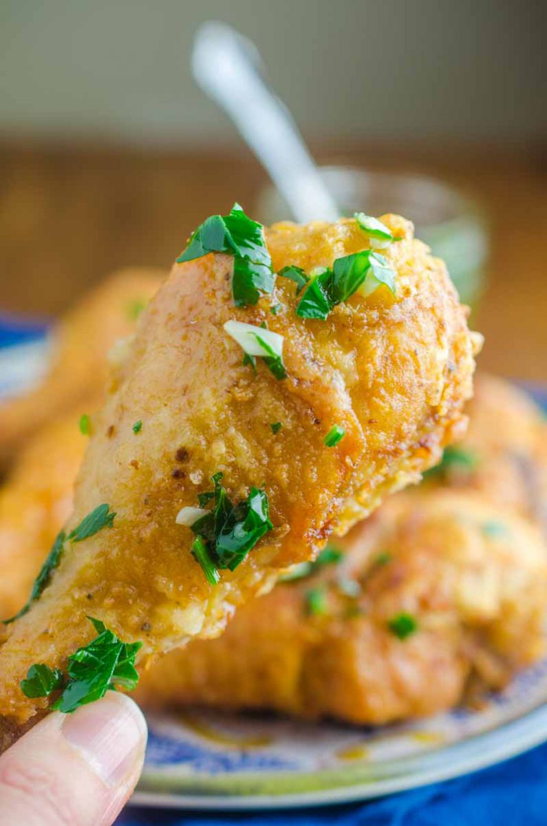 Dry rubbed with garlic and drizzled with garlic oil makes Garlic Fried Chicken a hit with all garlic lovers. It's crispy, succulent and perfectly garlicky. 