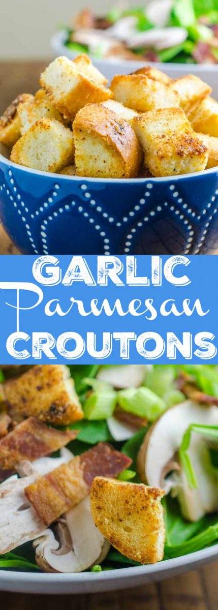 Every good salad needs some crunch. Homemade Garlic Parmesan Croutons are easy to make and add the tasty crunch you crave. 