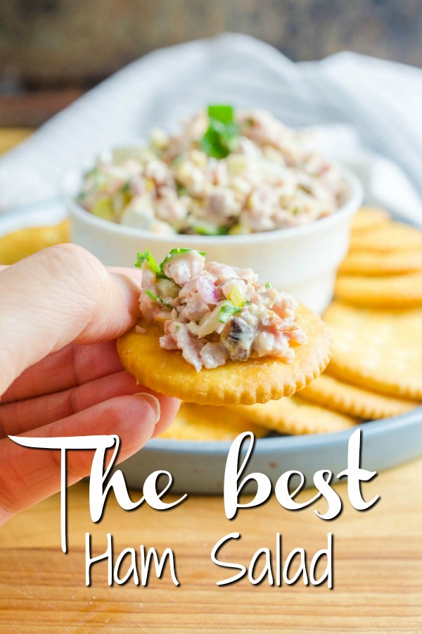 Ham salad is one of the BEST ways to use leftover ham. Less than 10 ingredients and 10 minutes and you can be snacking on this delectable classic. #hamsalad #ham #leftovers #sandwich #hamsaladsandwich #appetizer