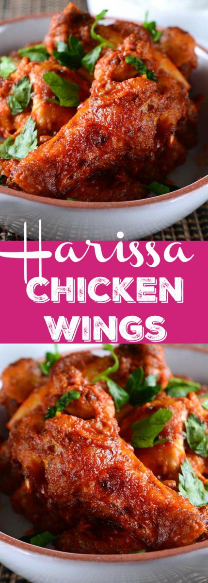Harissa chicken wings are a twist on the classic game day eats! Chicken wings baked to perfection and tossed in a harissa butter sauce.