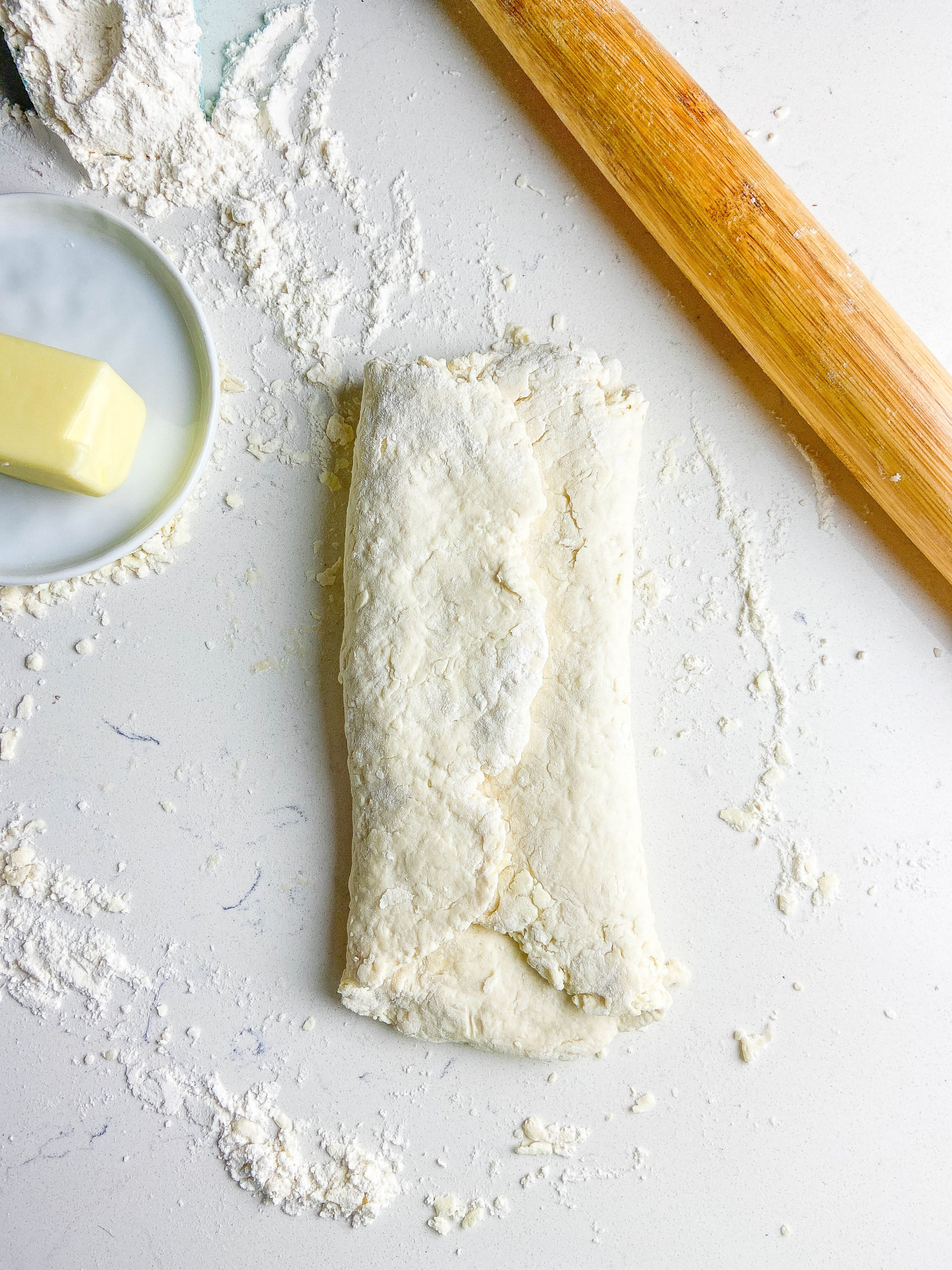 biscuit dough in rectangle. 