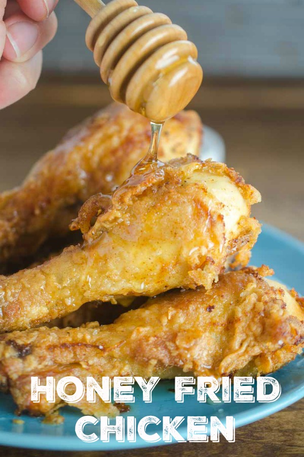 Honey Fried Chicken is a sweet n' salty twist on a classic. #FriedChicken #Chicken #Southernfriedchicken #buttermilkfriedchicken