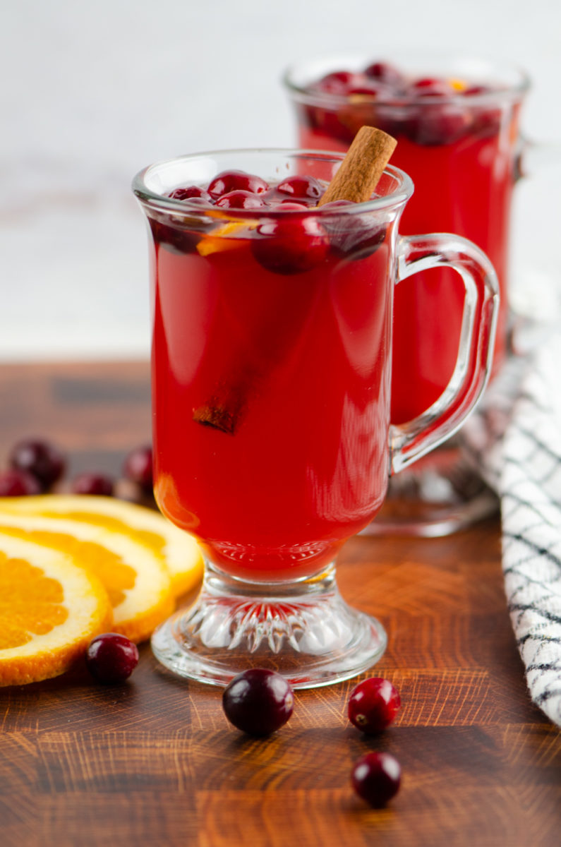 Hot cranberry Apple Cider in a Mug