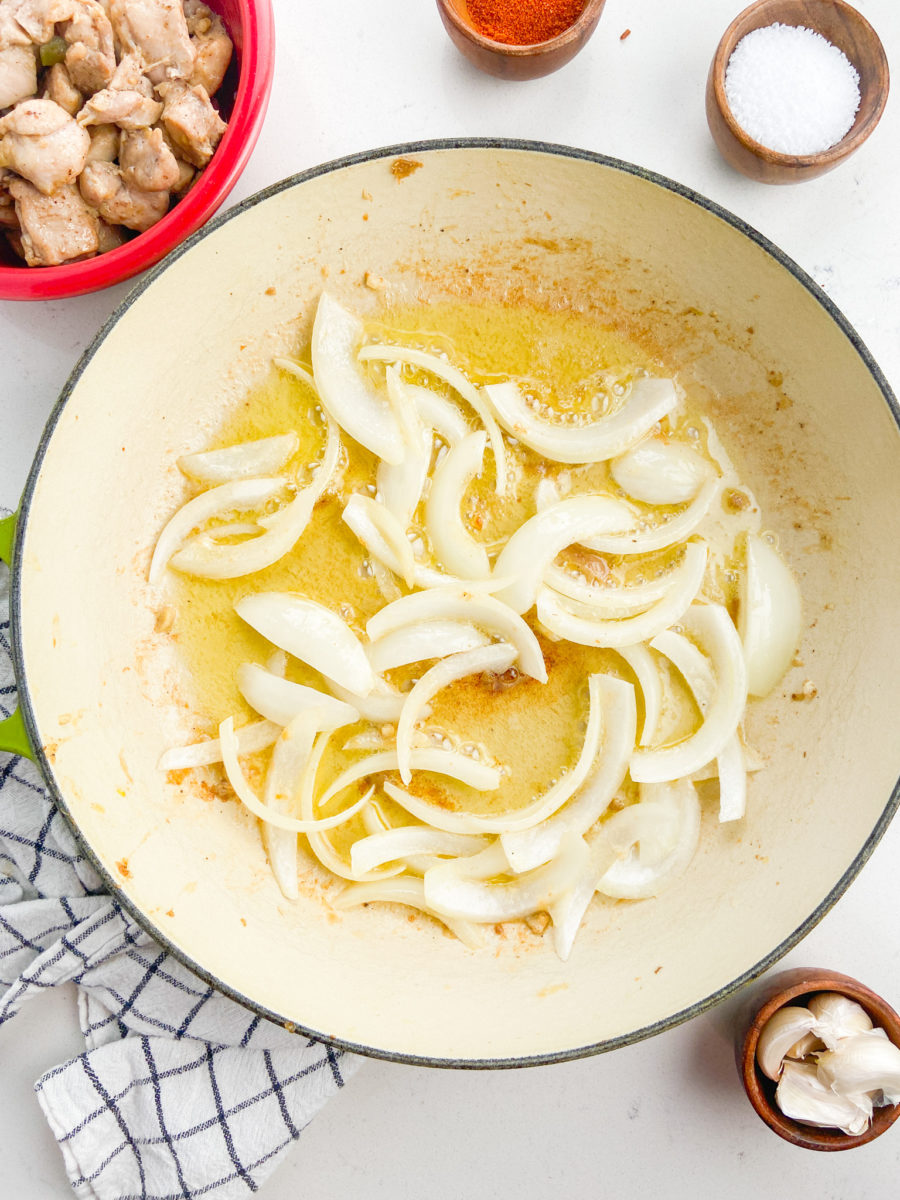 Onions sautéing in butter. 