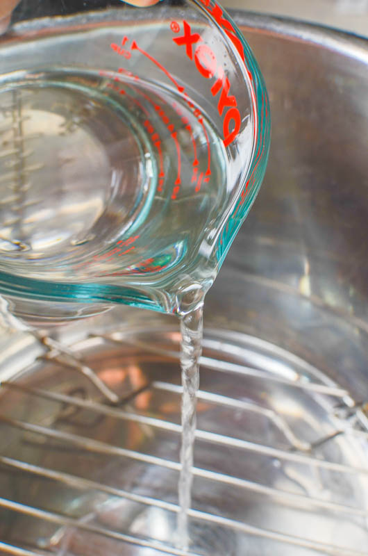 Pouring water into an instant pot (pressure cooker) 