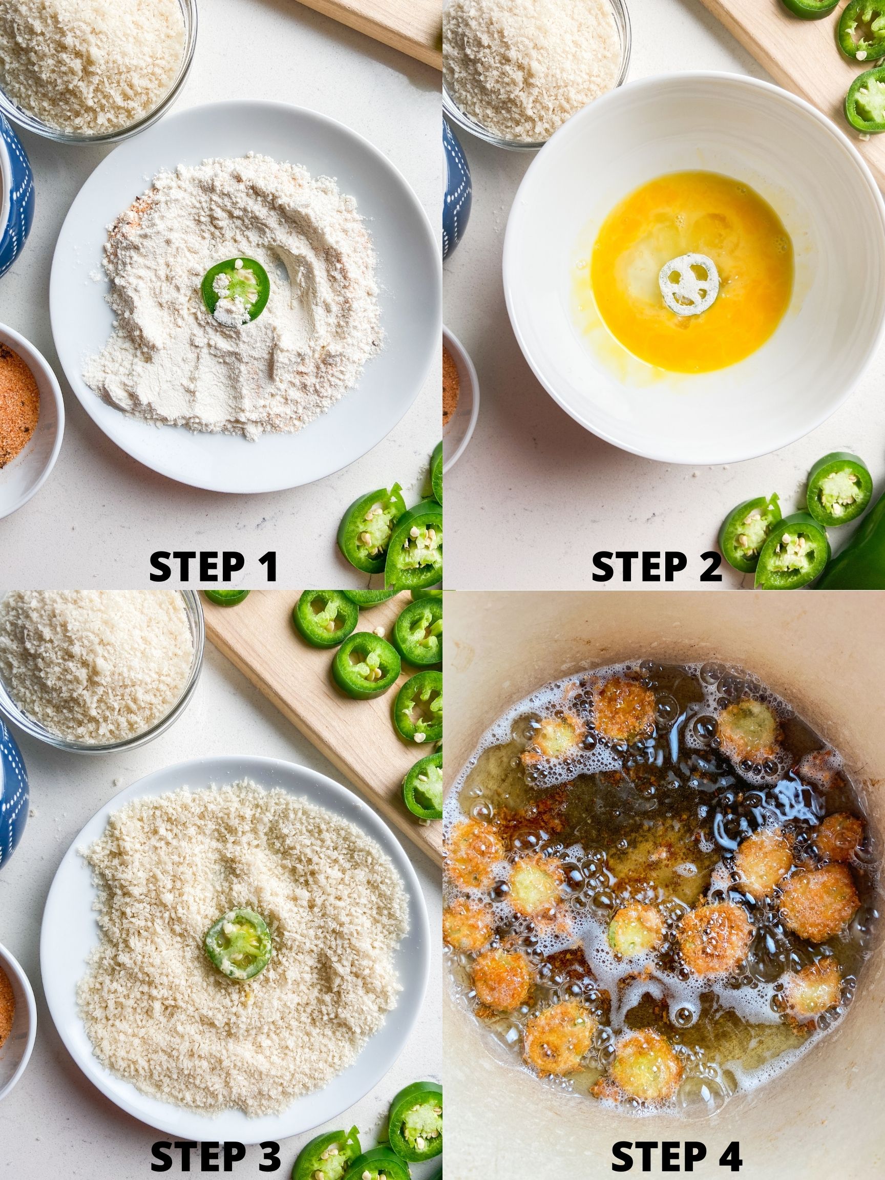 Step by step photos showing how to make jalapeno bites. 
