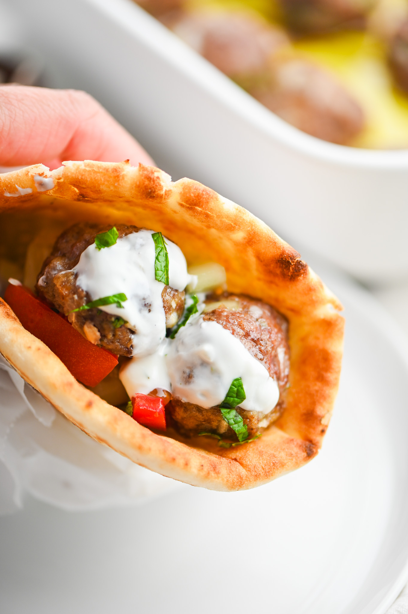 Lamb Meatball Gyro with Mint Yogurt Sauce - Life's Ambrosia