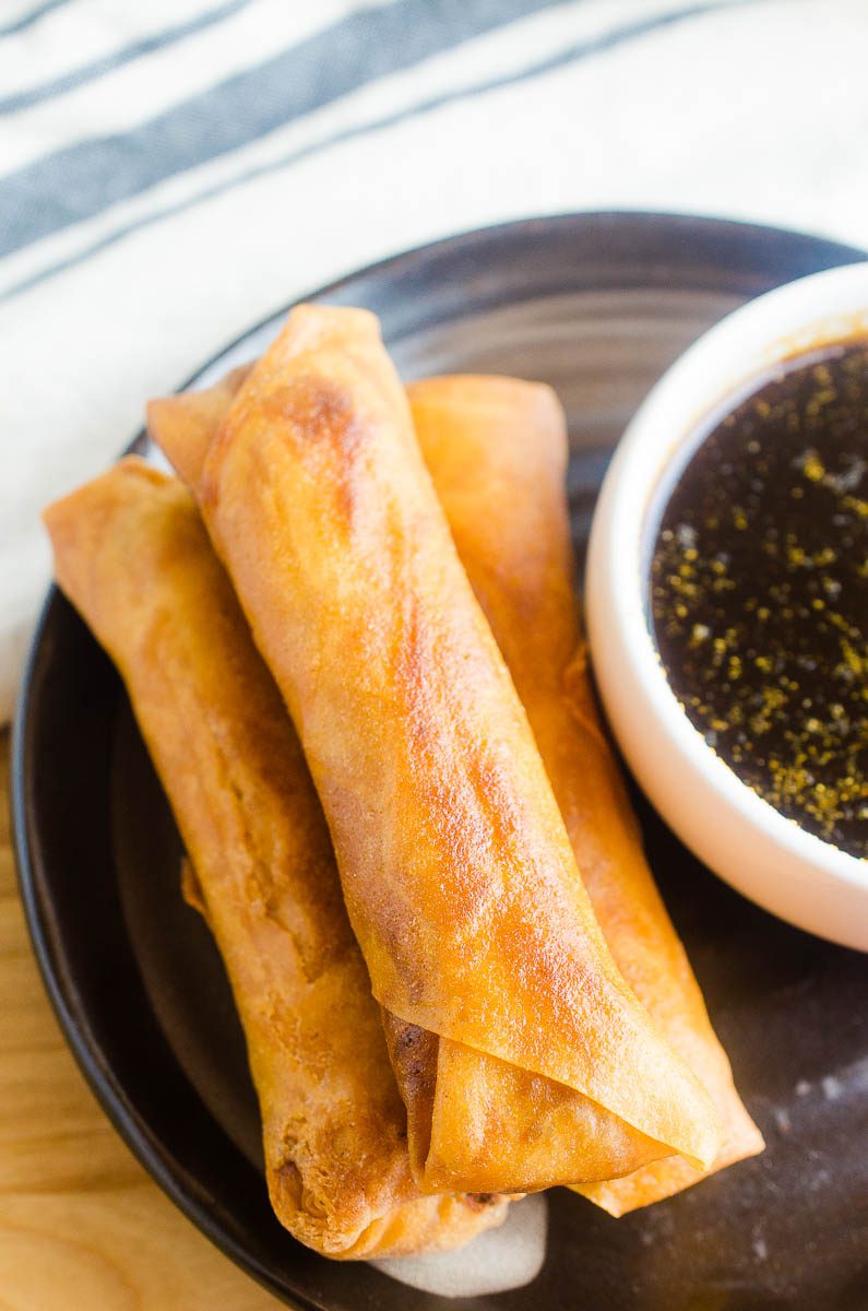 Lumpia is a Filipino style egg roll filled with pork, beef and veggies. Then fried golden brown. They are always a crowd pleaser and a great appetizer. 