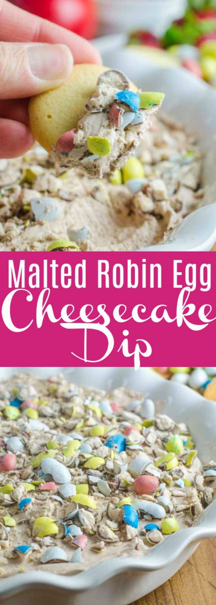 #ad Malted Robin Egg Cheesecake Dip is a delectable no bake dessert perfect for all of your Easter celebrations. With only six ingredients it's a breeze to make. 
