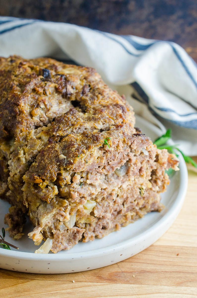 Slices of classic meatloaf. 