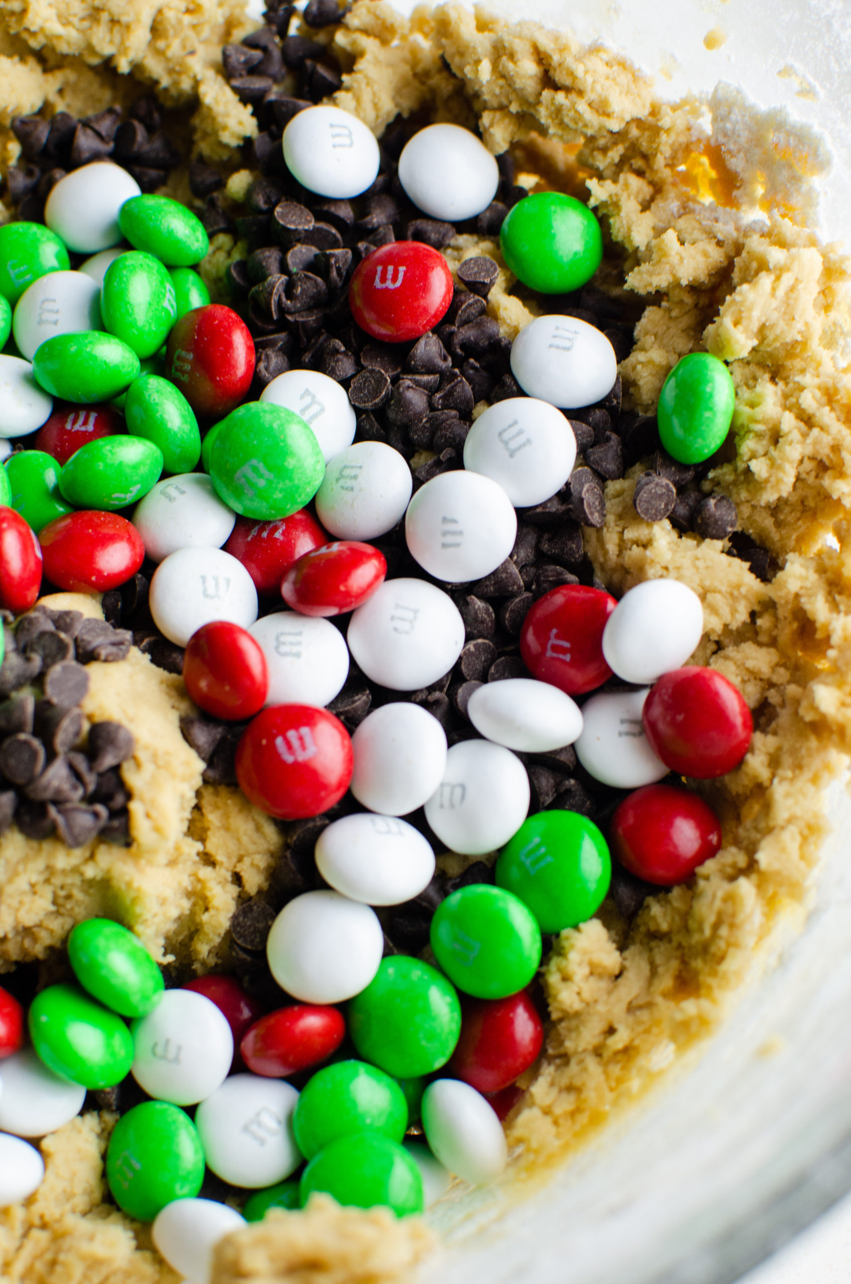 Adding mint m&ms to cookie dough