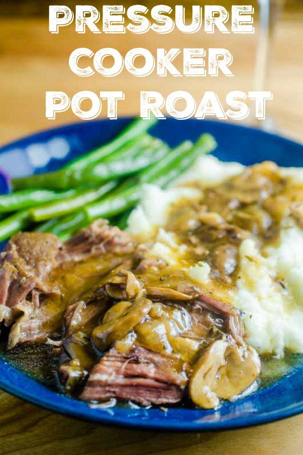 This Pressure Cooker Pot Roast is tender, fall apart, beefy goodness. It even makes it's own gravy! AND it's easy and quick enough to make any day of the week. #pressurecooker #potroast #instantpot #beef