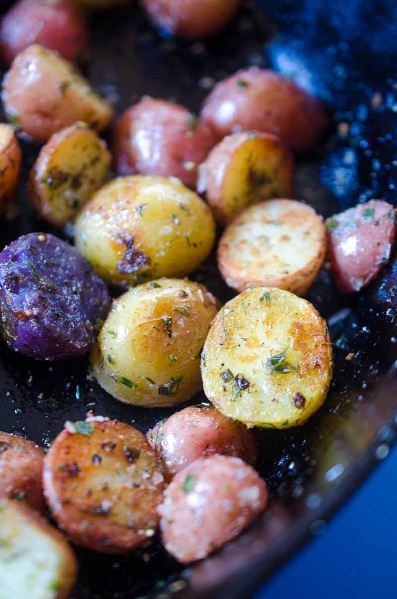 Pressure Cooker Potatoes are fluffy and tender on the inside and browned and crispy on the outside and tossed with herbs. You'll be obsessed!
