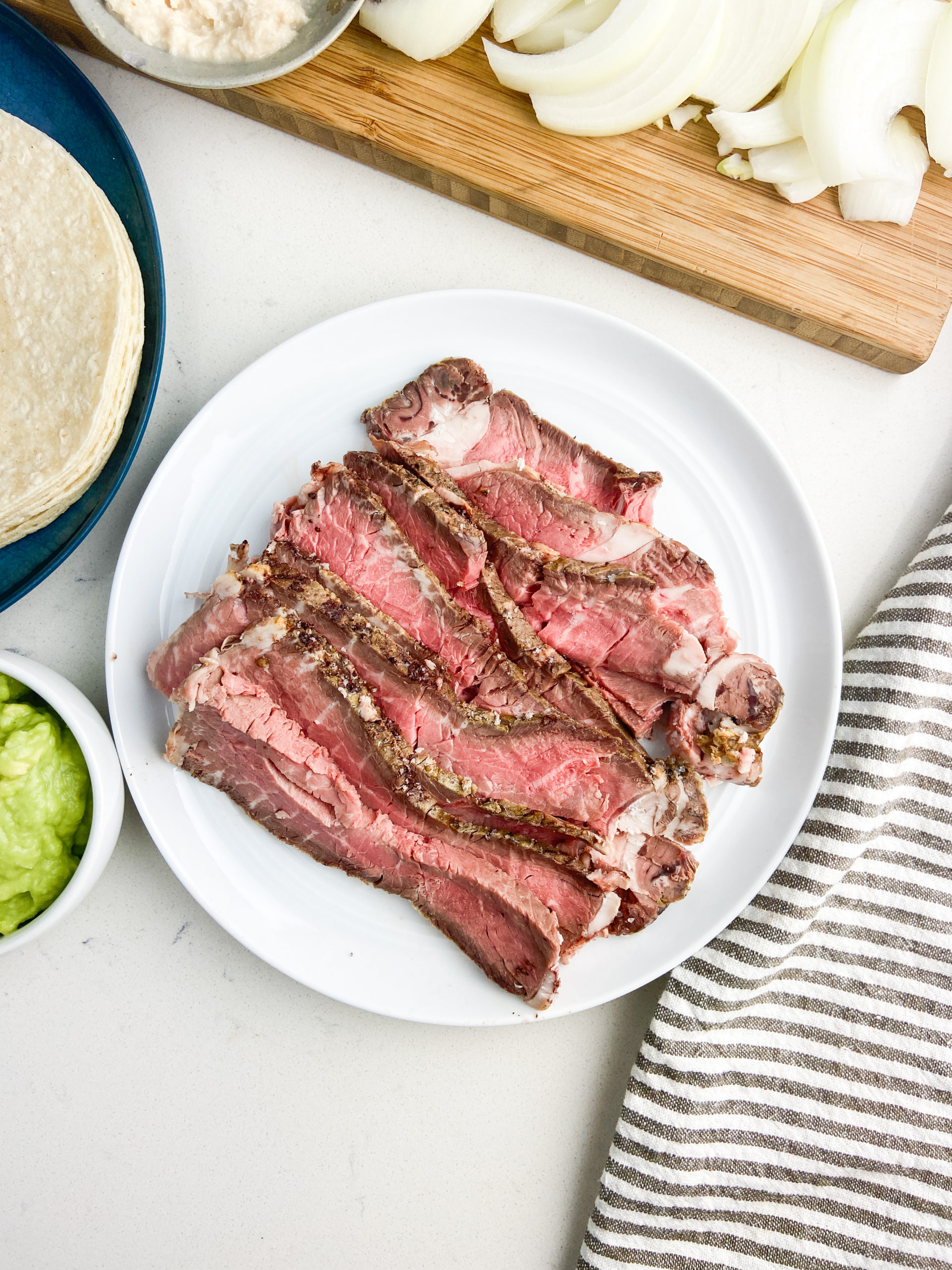 Prime Rib on a white plate. 