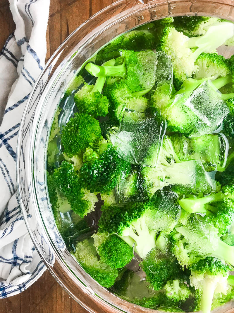 Blanching broccoli before sautéing