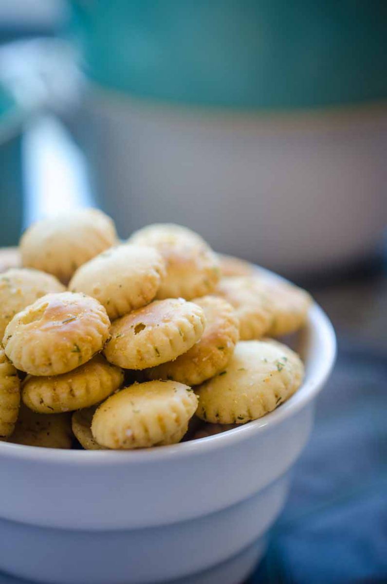 Ranch Oyster Crackers are the perfect snack for your next party or the perfect addition to a bowl of hot soup. 6 ingredients is all you need for this quick and easy snack. 