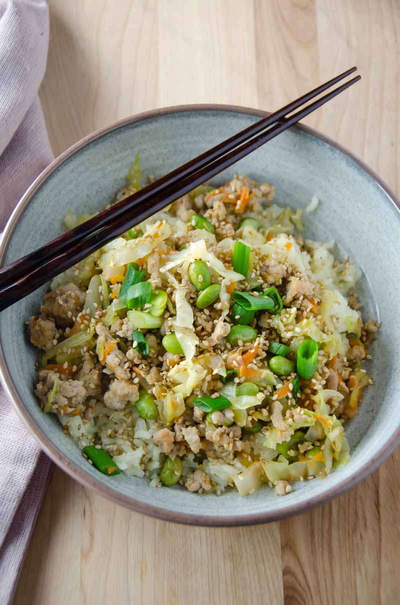 Sesame Pork Stir Fry is a quick and easy weeknight meal loaded with ground pork and veggies. 