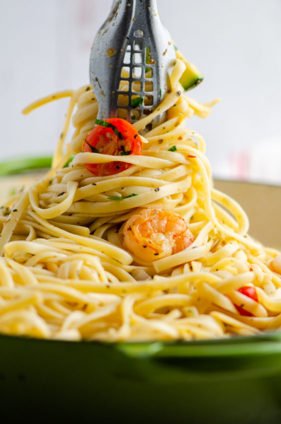 Shrimp Linguine with Zucchini and Tomatoes Life's Ambrosia