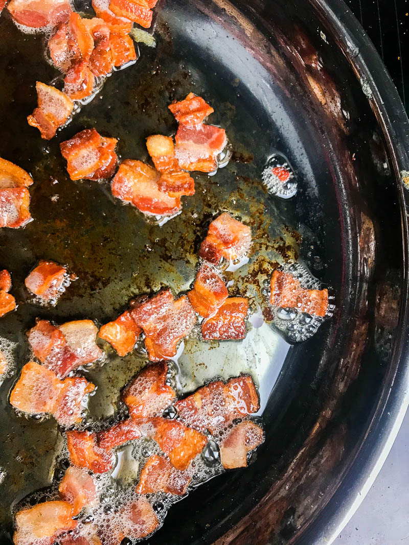 Bacon browning in a skillet