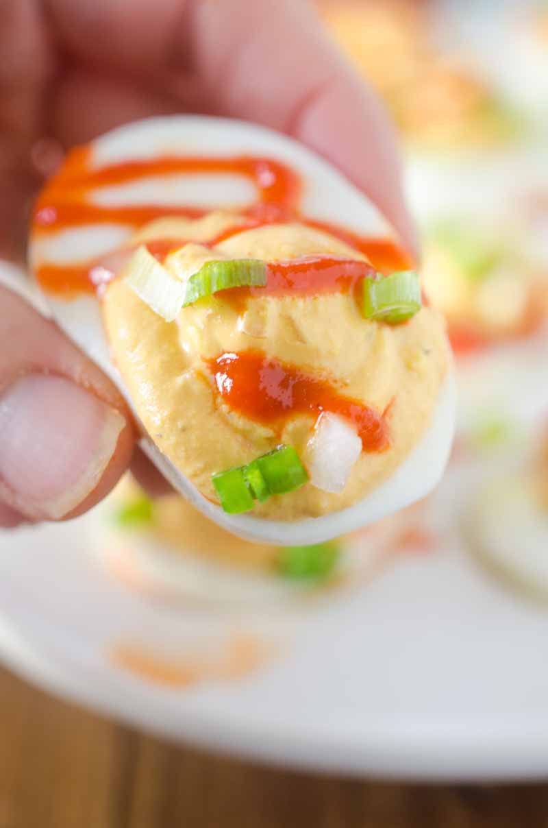 Sriracha Deviled Eggs. The classic recipe gets a kick from some spicy sriracha. It is the best way to use up leftover Easter eggs