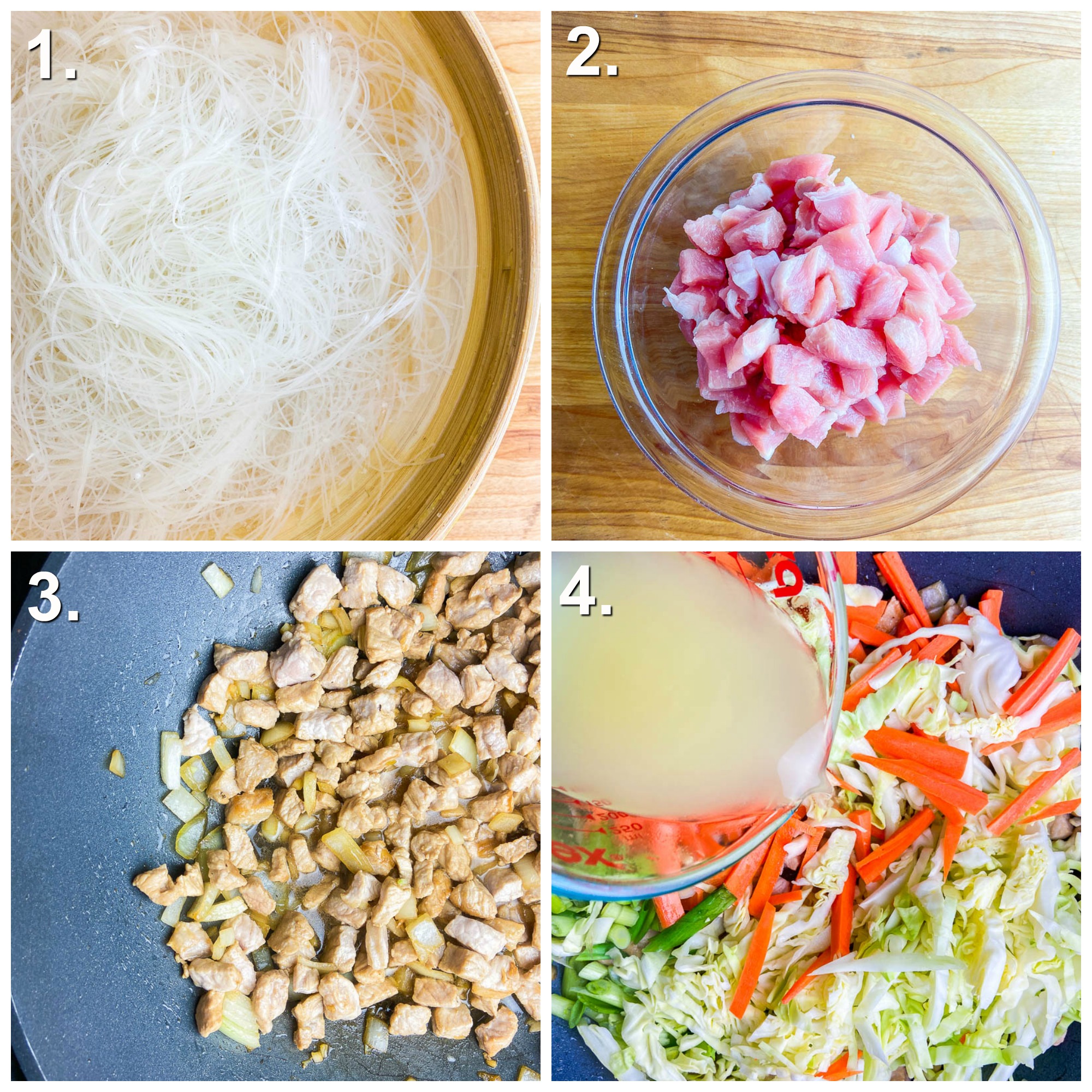 Step by Step photos for how to make filipino pancit.