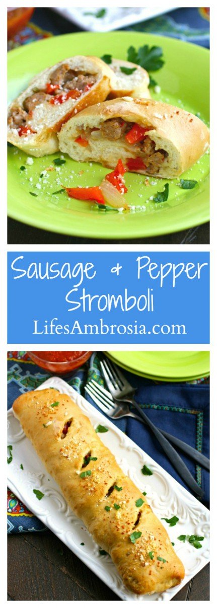 Sausage and Pepper Stromboli is a great family-friendly dish, and it’s perfect as a snack or appetizer, too.