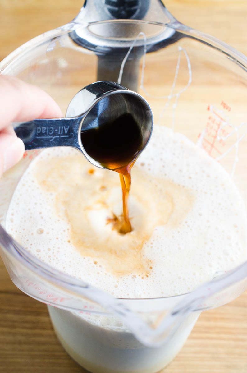 Sweeten up your coffee with this Homemade Vanilla Sweet Cream Coffee Creamer. It'll be your go to creamer for Iced Coffee! 