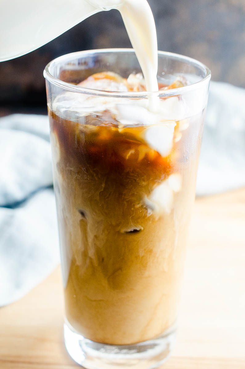 Sweeten up your coffee with this Homemade Vanilla Sweet Cream Coffee Creamer. It'll be your go to creamer for Iced Coffee! 