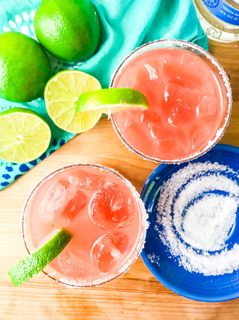 Simply refreshing Watermelon Margaritas will be your go to way to cool down this summer! And you only need 3 ingredients to make them! 