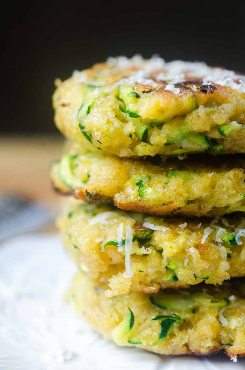 Zucchini cakes made with fresh zucchini, cheese, and spices blended together and fried until golden. A great way to use up that garden zucchini!