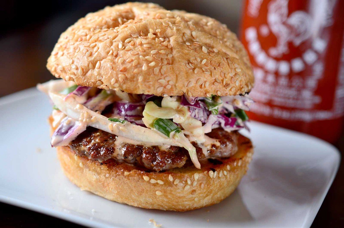 garlic-black-pepper-pork-burgers-with-sriracha-slaw